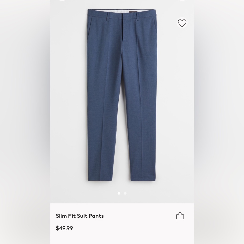 H&M Men’s Slim Fit Suit Pants Blue Size 36R